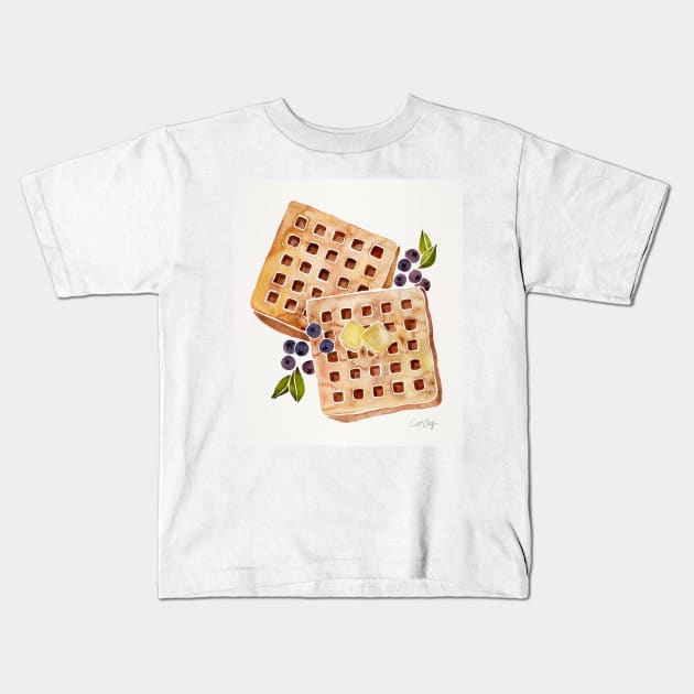 Waffles Kids T-Shirt by CatCoq